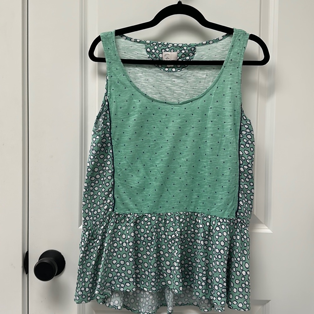 Peplum tank top in green and mint